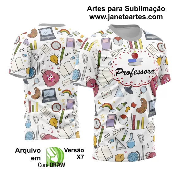 Nova Coleção de Estampas Vetoriais para Camisas de Professora 2024 - Modelo 01