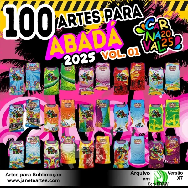 Pack 100 Artes Abadá Carnaval 2025 Editáveis Corel Crd