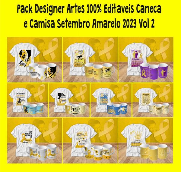 Pack Designer Artes 100% Editaveis Caneca e Camisa Setembro Amarelo 2023 Vol 2
