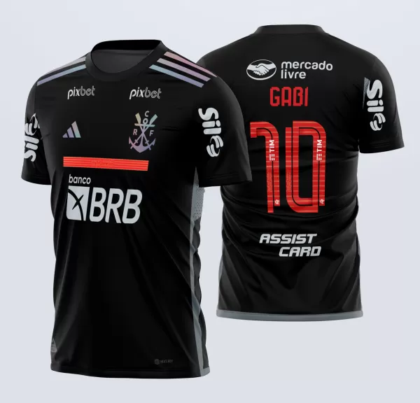 Template Camisa Futebol Flamengo Terceira 2023-24 x7 Arte Vetor