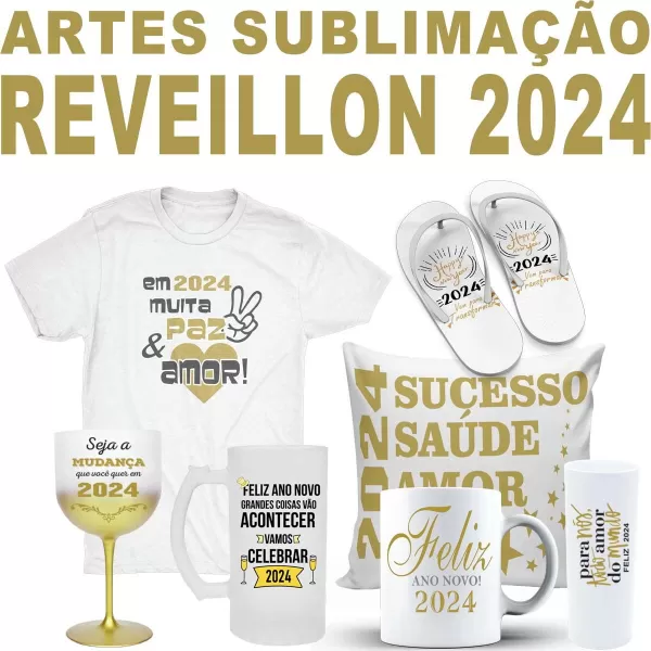 Vetores Pacote 100 Artes Editáveis Ano Novo 2024 Reveillon